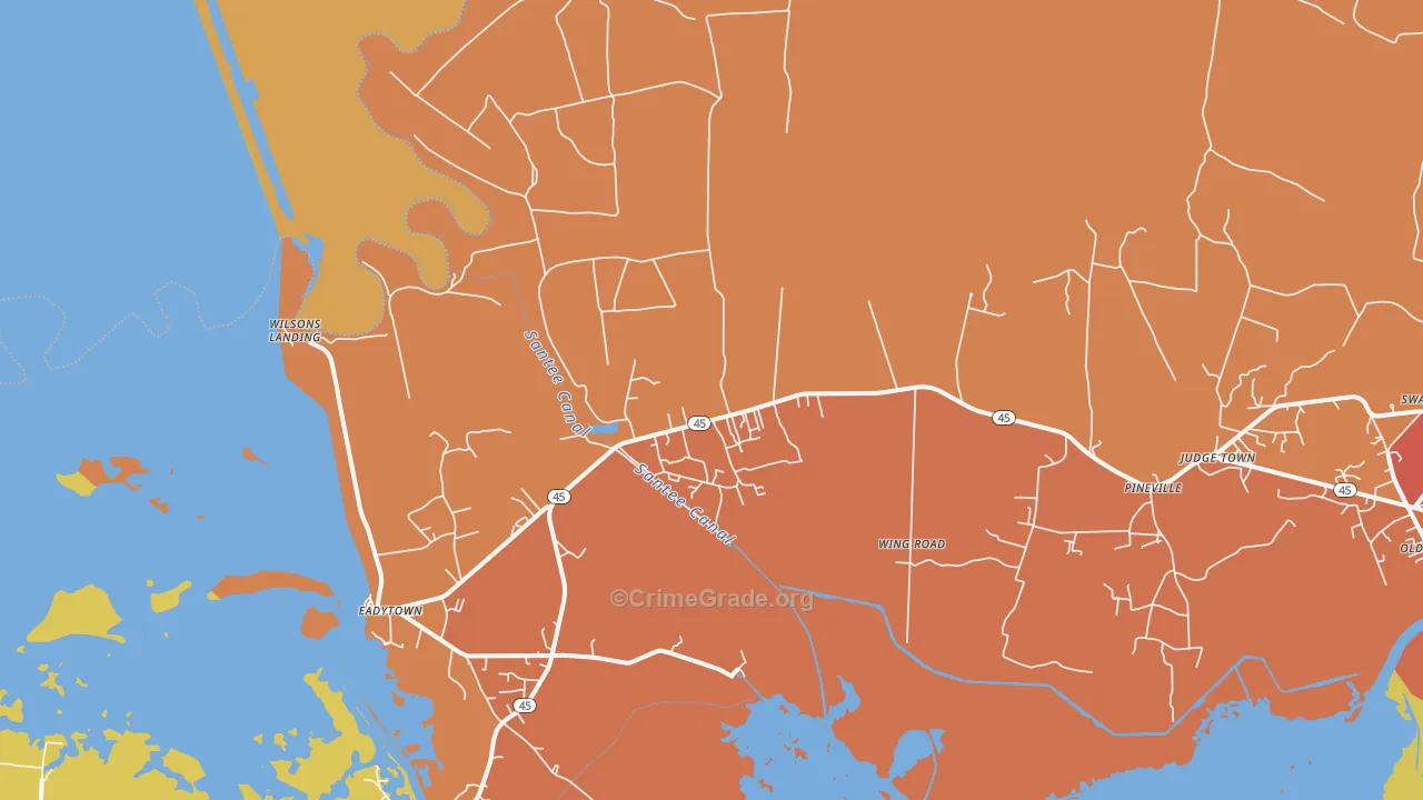 Pineville, SC Map of Assault Rates