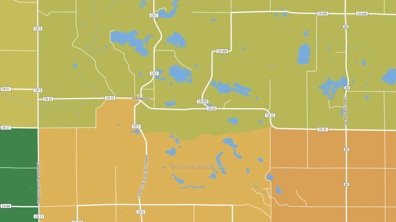 Pinewood, MN Map of Assault Rates