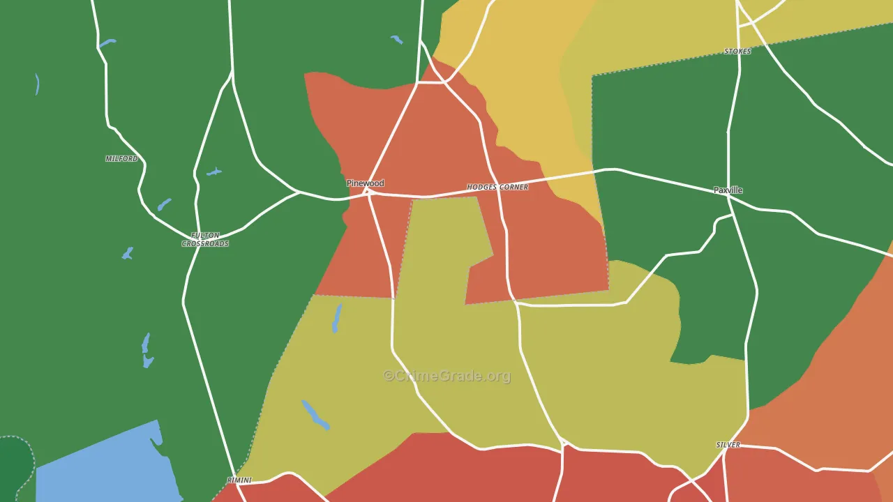 Pinewood, SC Map of Assault Rates
