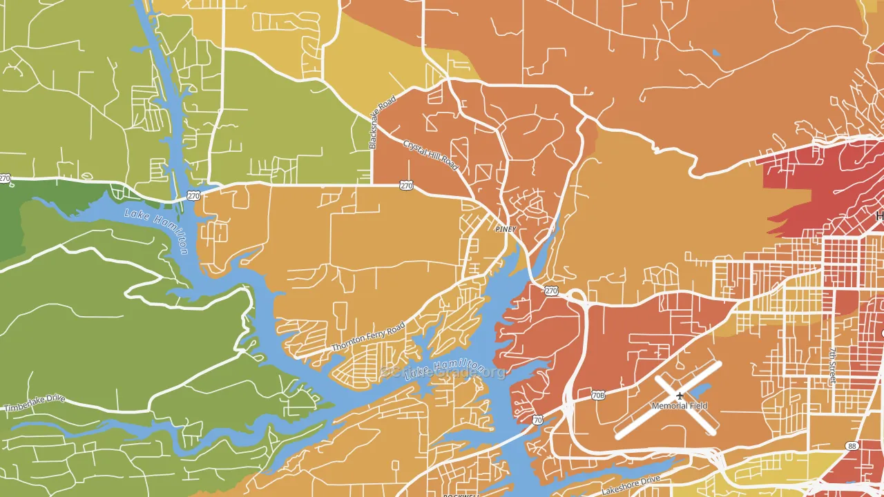 Piney, AR Map of Assault Rates