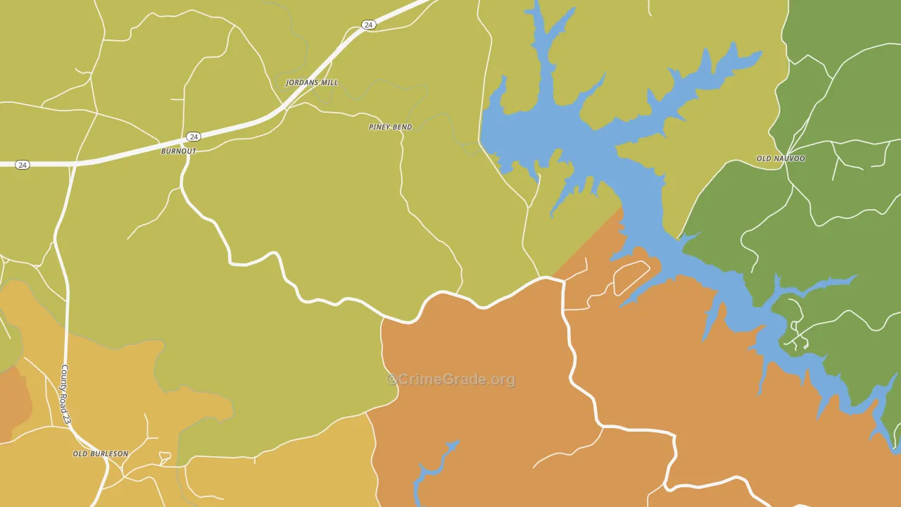 Piney Bend, AL Map of Assault Rates
