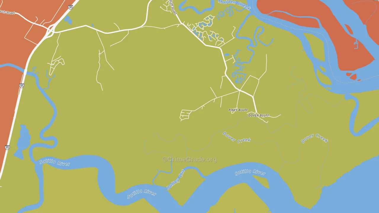 Piney Bluff, GA Map of Assault Rates