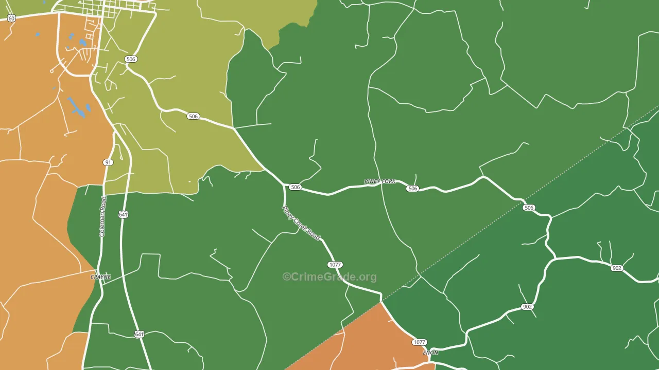 Piney Fork, KY Map of Assault Rates