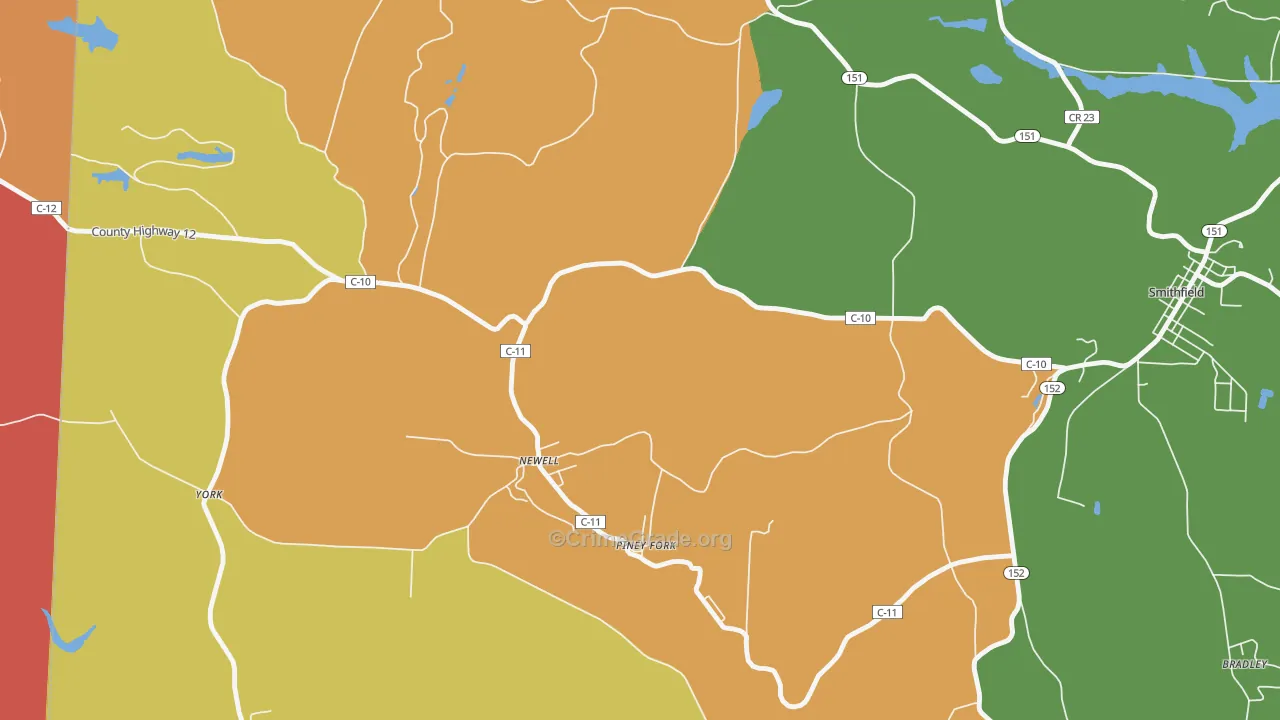Piney Fork, OH Map of Assault Rates