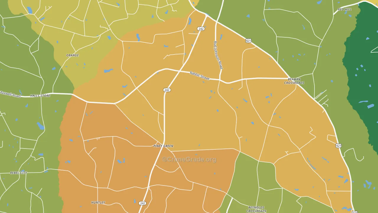 Piney Green, NC Map of Assault Rates