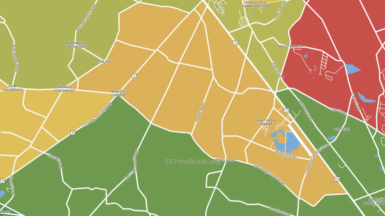 Piney Grove, DE Map of Assault Rates
