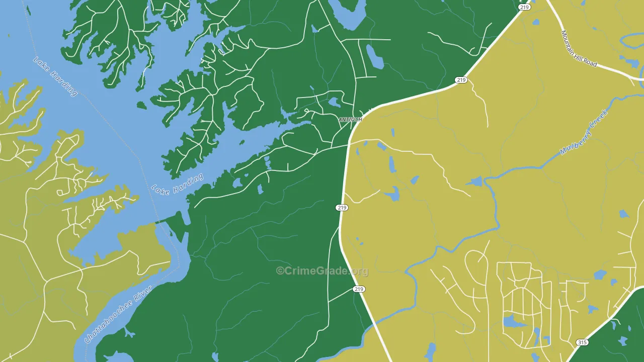 Piney Grove, GA Map of Assault Rates