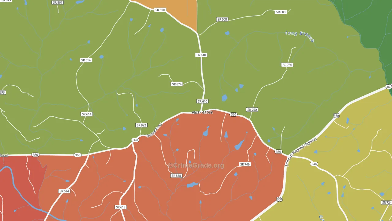 Piney Grove, VA Map of Assault Rates
