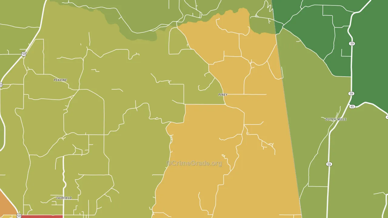 Piney, OK Map of Assault Rates