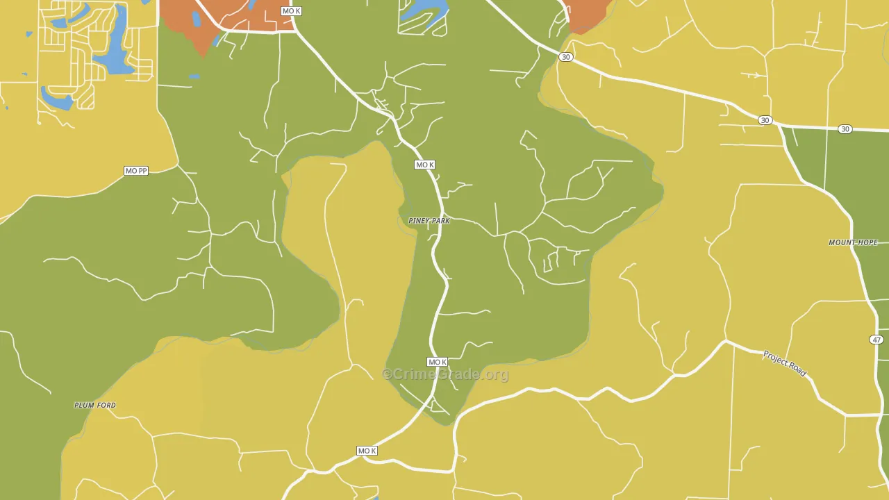 Piney Park, MO Map of Assault Rates
