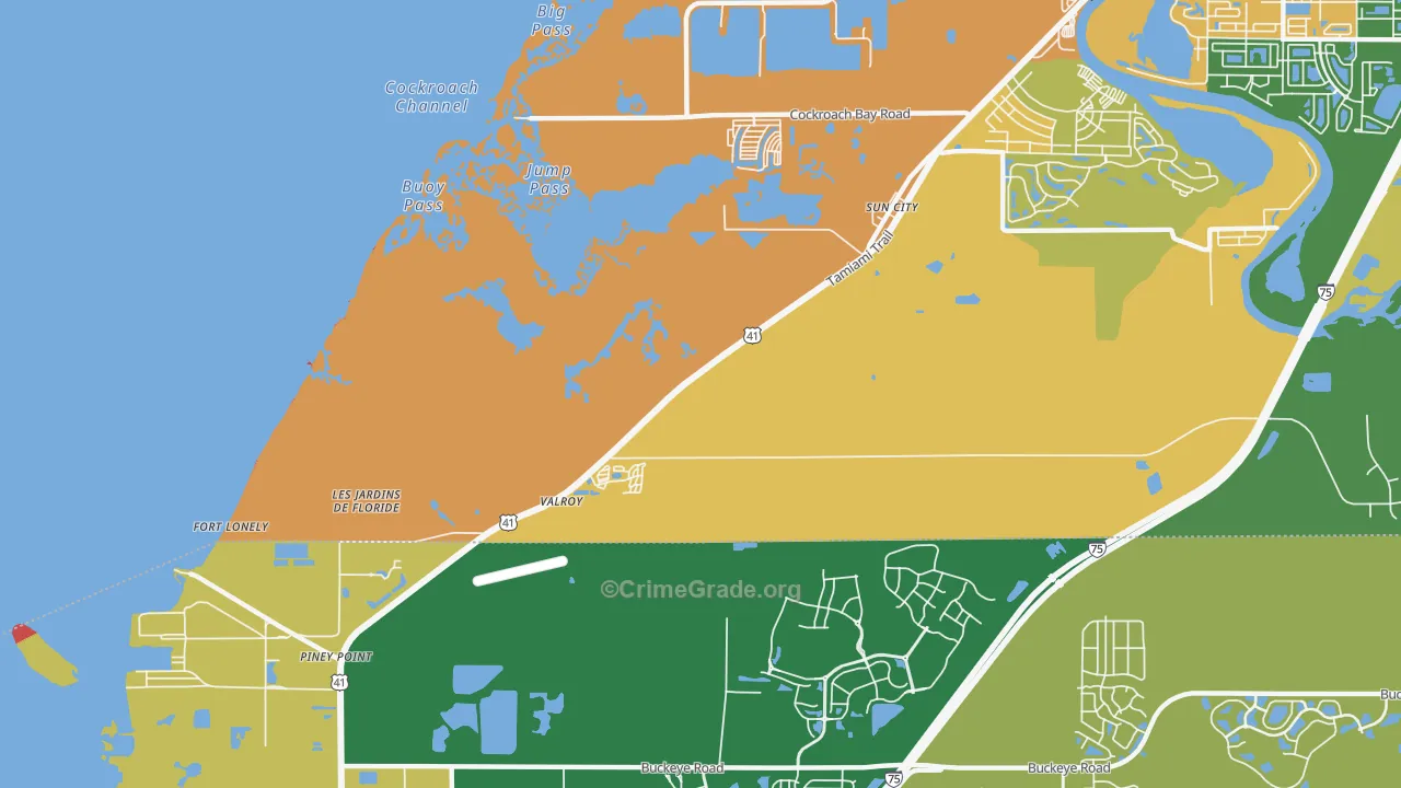 Piney Point, FL Map of Assault Rates