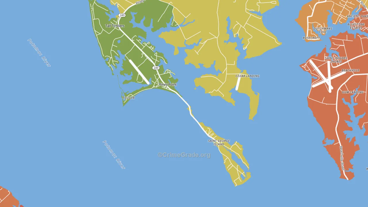 Piney Point, MD Map of Assault Rates
