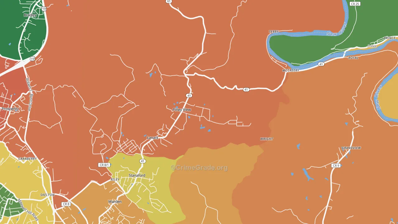 Piney View, WV Map of Assault Rates