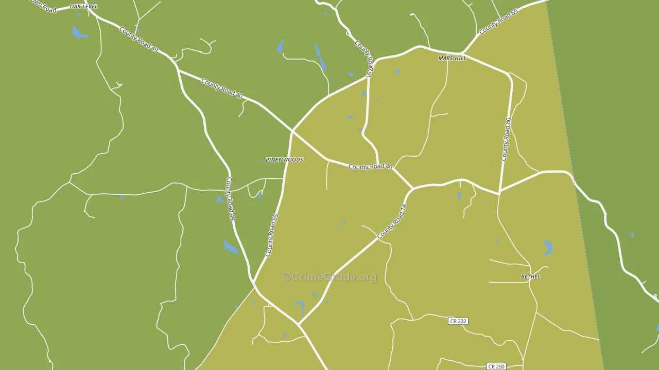 Piney Woods, AL Map of Assault Rates