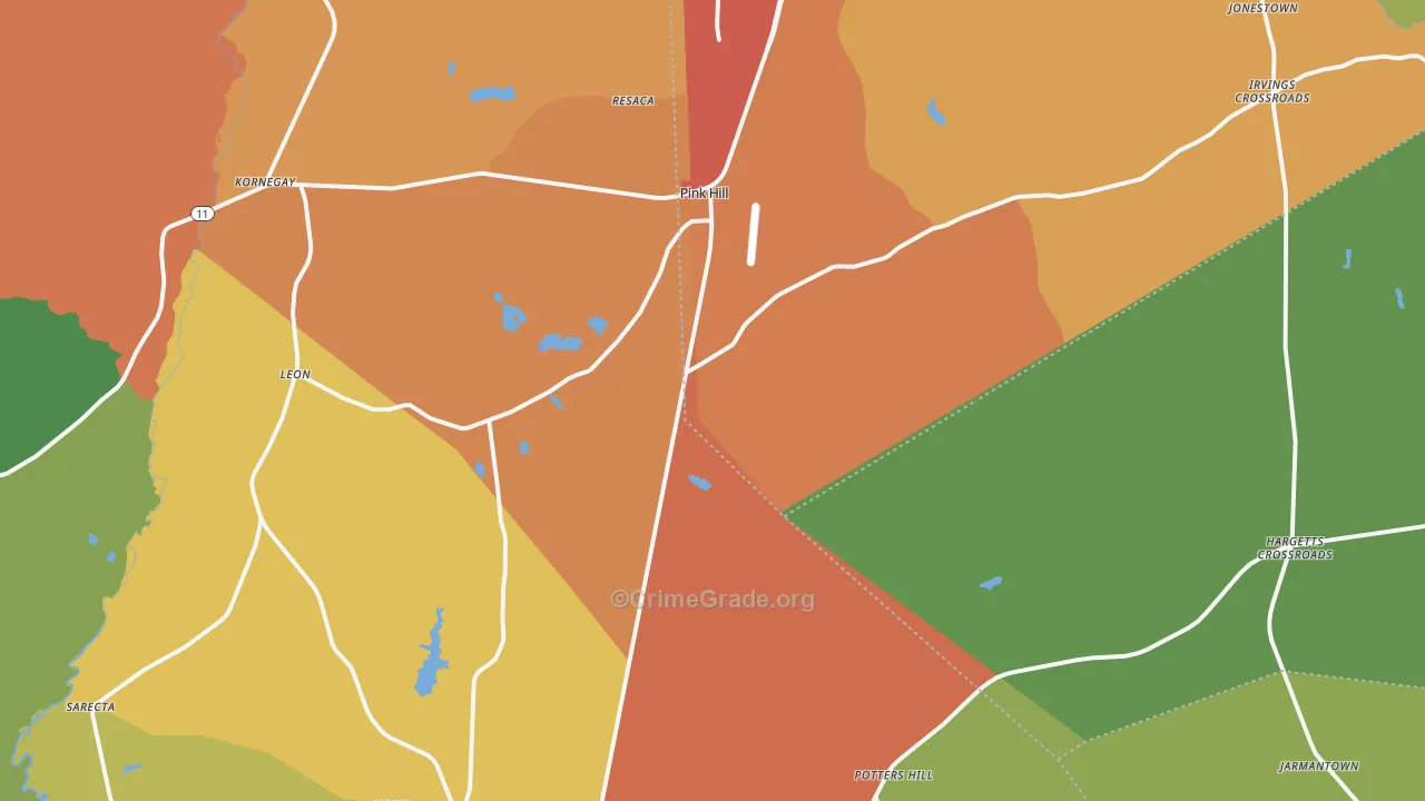 Pink Hill, NC Map of Assault Rates