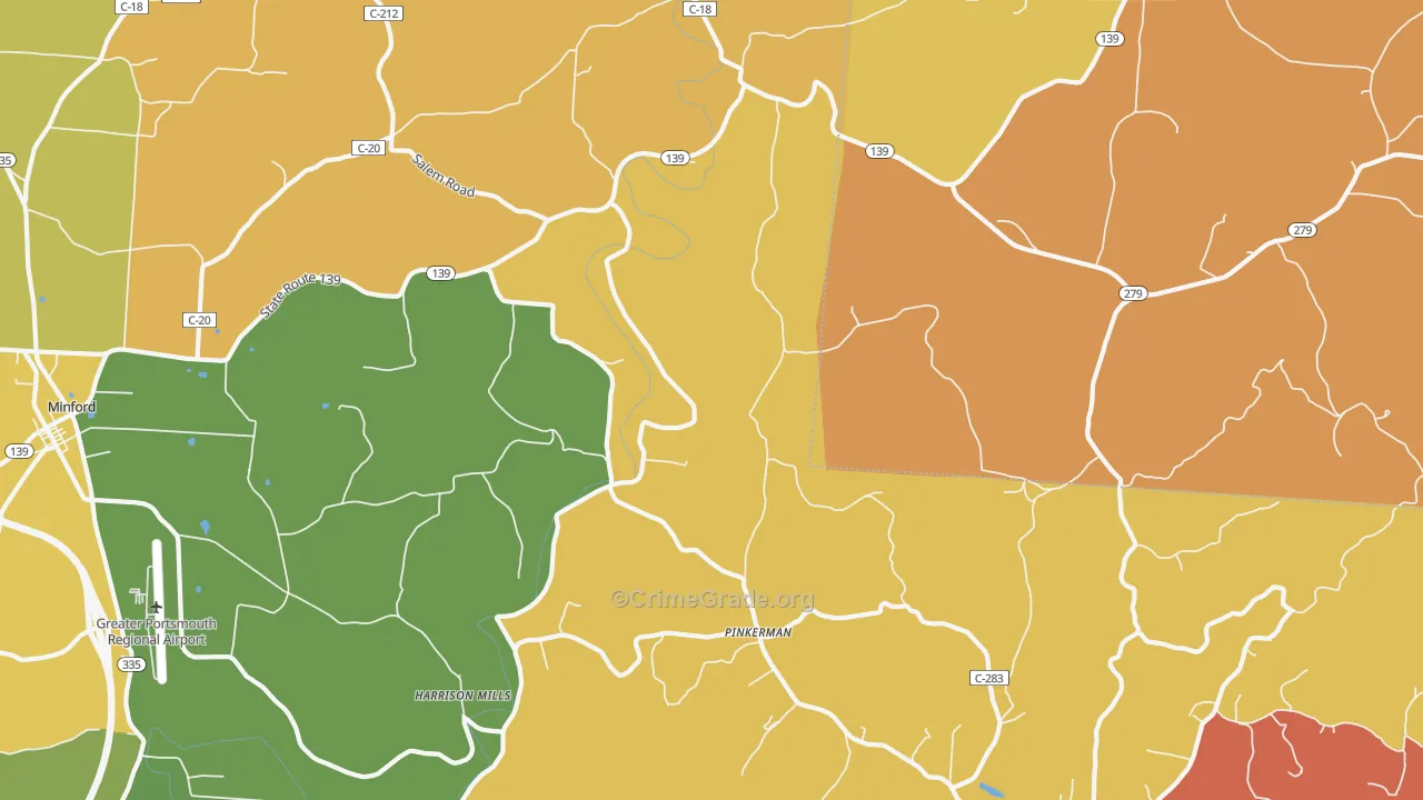 Pinkerman, OH Map of Assault Rates