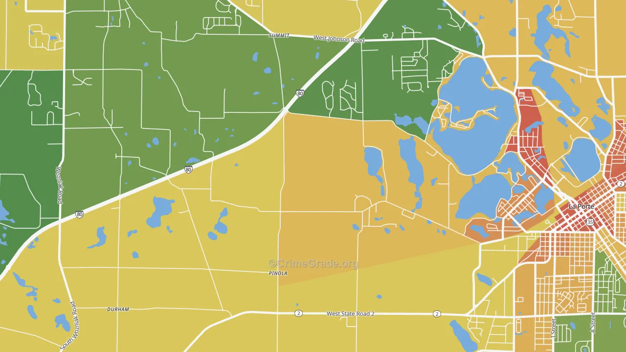 Pinola, IN Map of Assault Rates