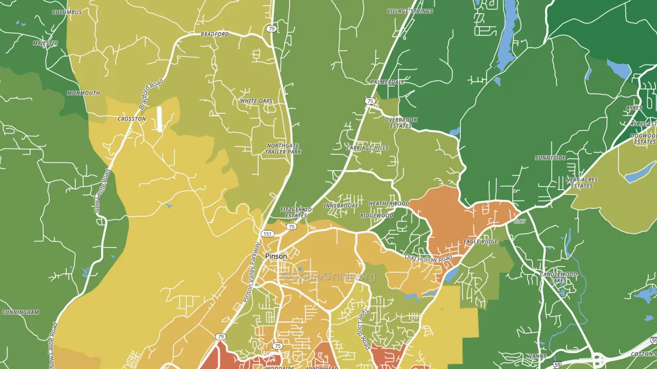 Pinson, AL Map of Assault Rates