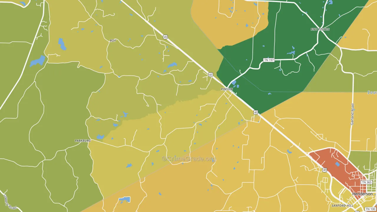 Pinson, TN Map of Assault Rates