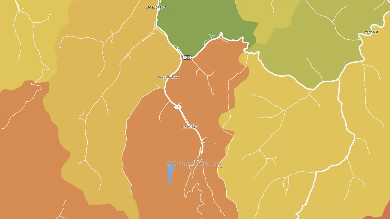 Pinsonfork, KY Map of Assault Rates