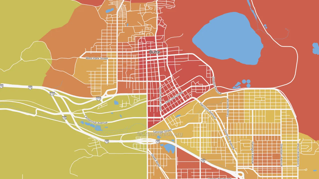 Pioneer, Butte, MT Map of Assault Rates