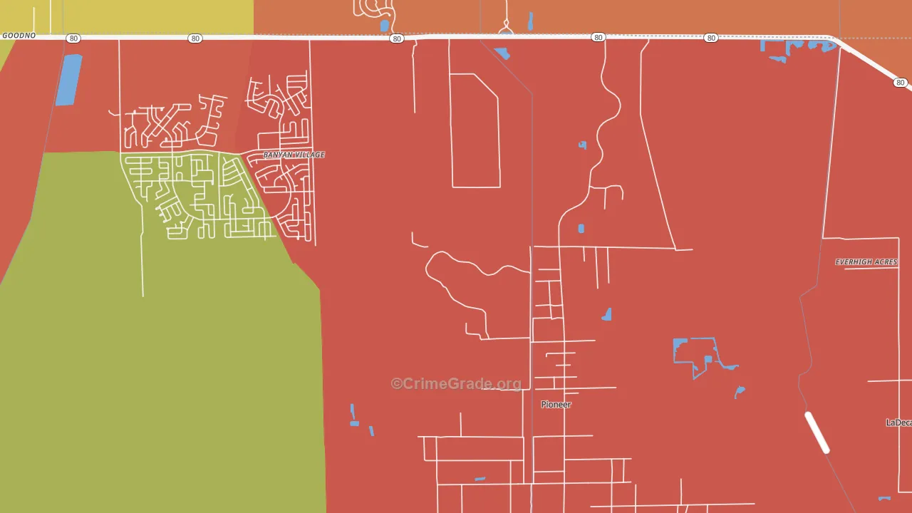 Pioneer, FL Map of Assault Rates