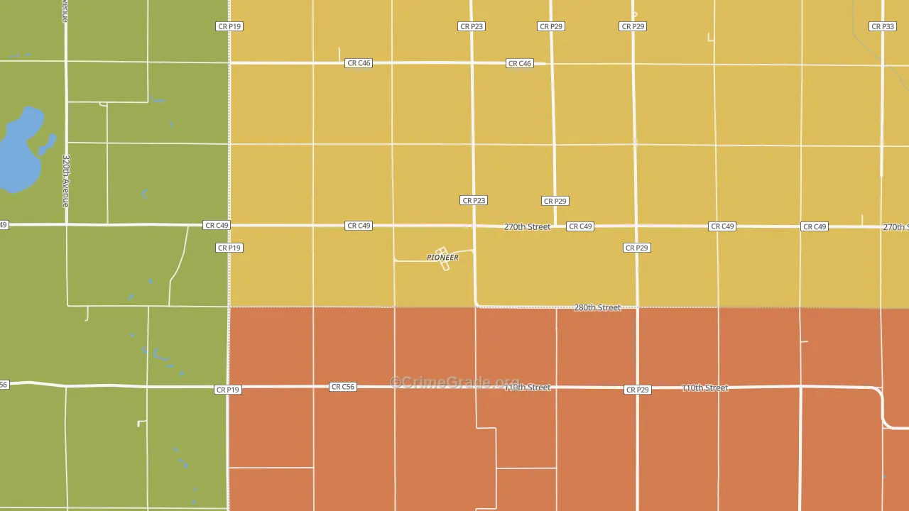 Pioneer, IA Map of Assault Rates