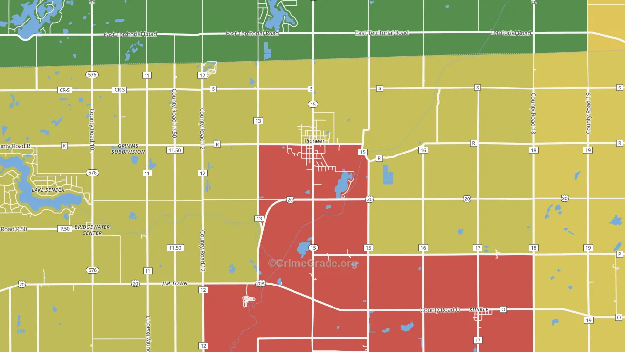 Pioneer, OH Map of Assault Rates