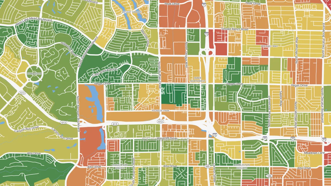 Pioneer Park, Las Vegas, NV Map of Assault Rates