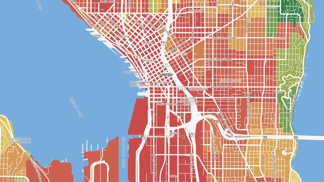 Pioneer Square, Seattle, WA Map of Assault Rates