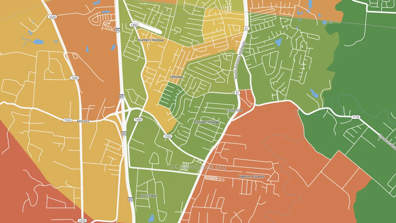 Pioneer Village, KY Map of Assault Rates
