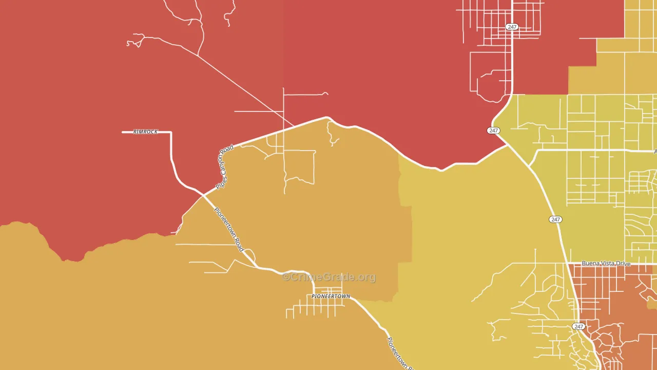 Pioneertown, CA Map of Assault Rates