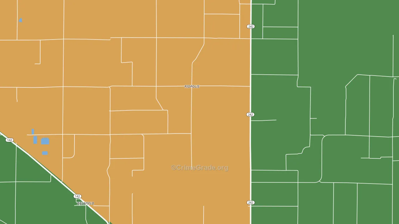 Piopolis, IL Map of Assault Rates