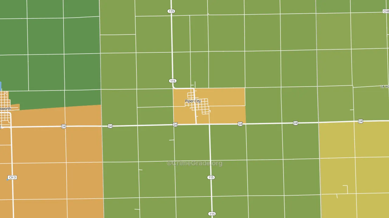 Piper City, IL Map of Assault Rates