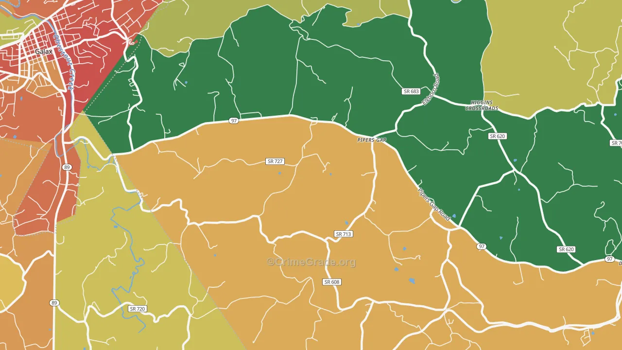 Pipers Gap, VA Map of Assault Rates