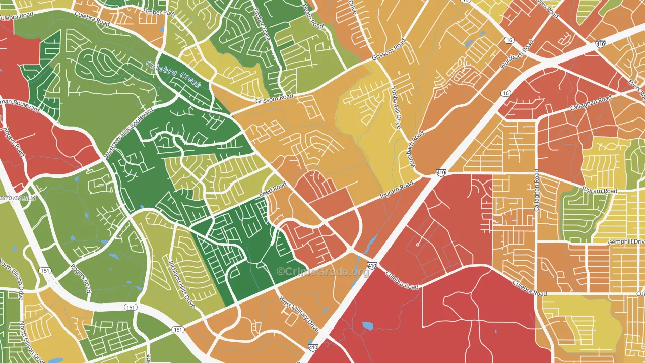 Pipers Meadow, San Antonio, TX Map of Assault Rates