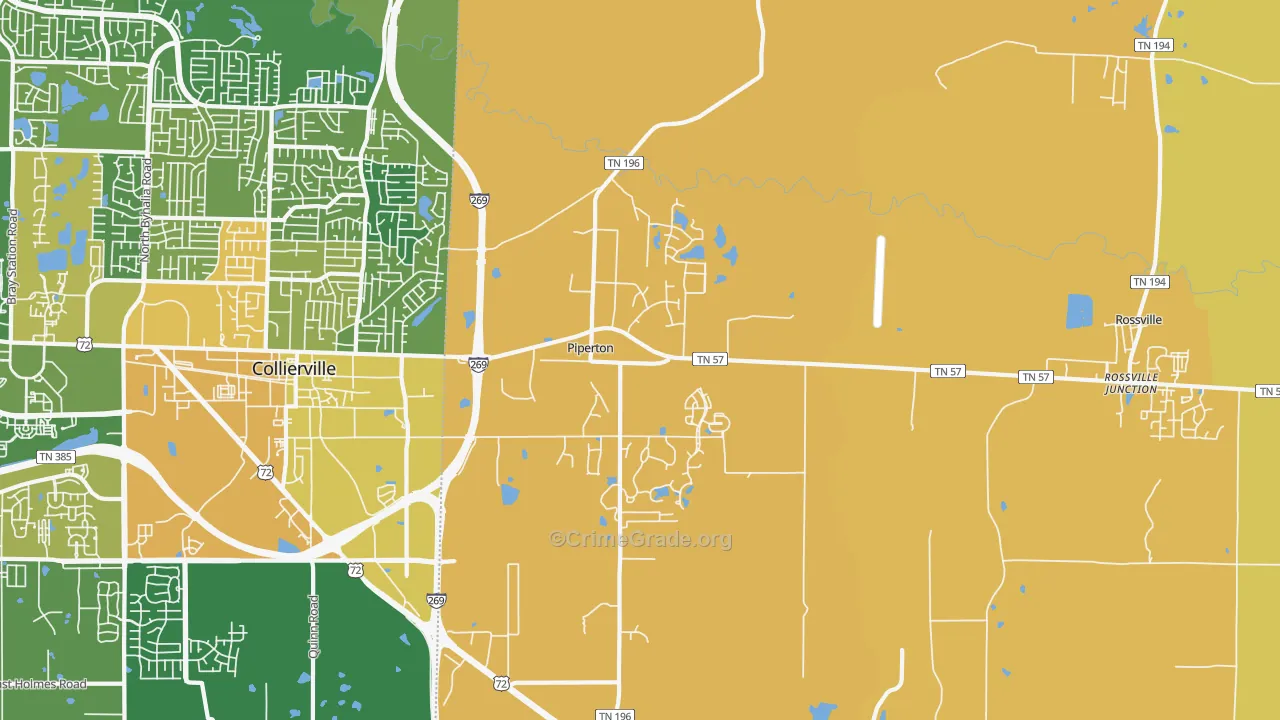 Piperton, TN Map of Assault Rates