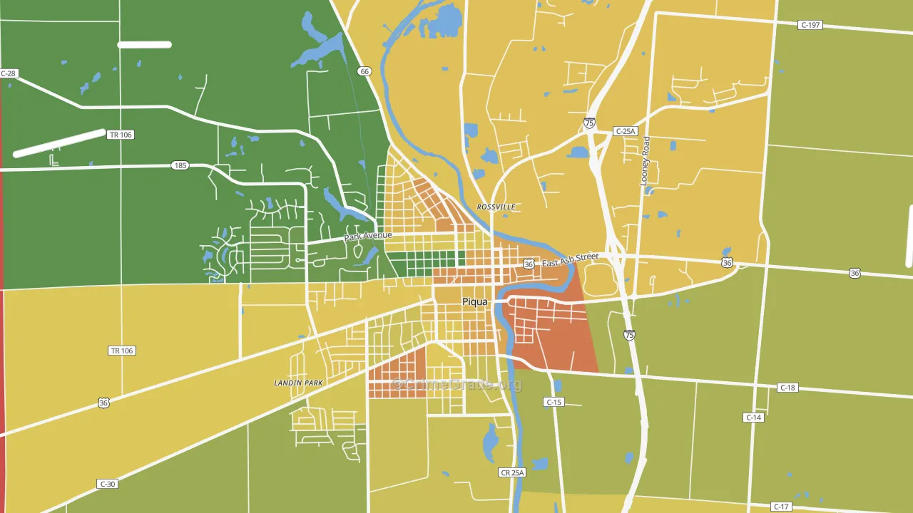 Piqua Historic District, Piqua, OH Map of Assault Rates