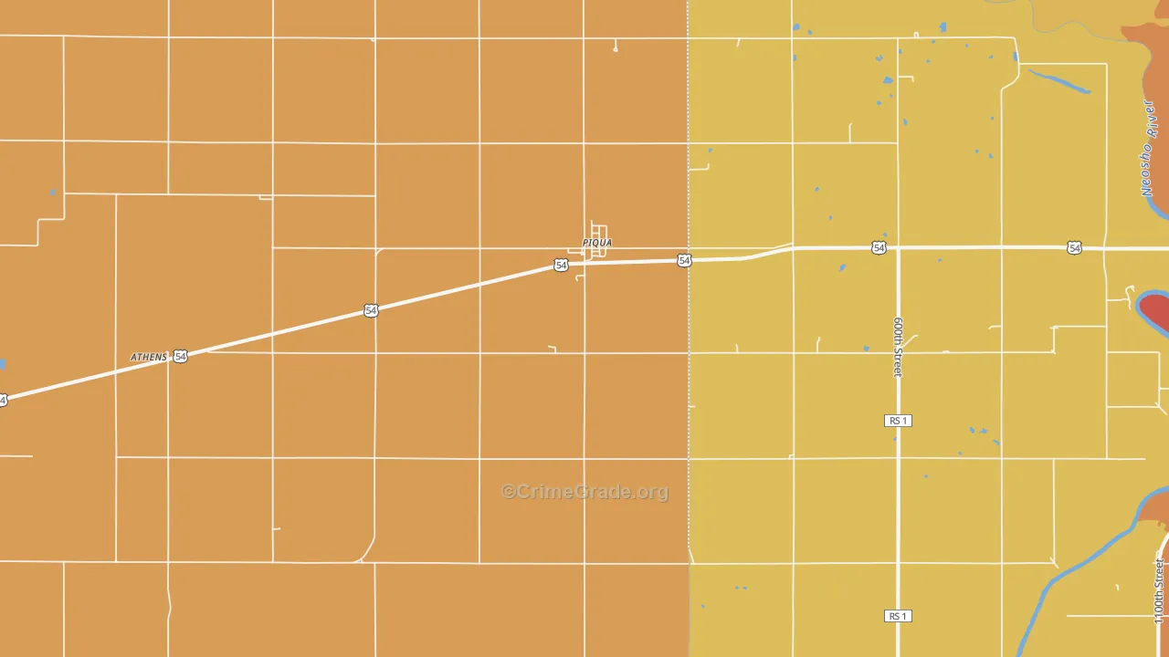 Piqua, KS Map of Assault Rates