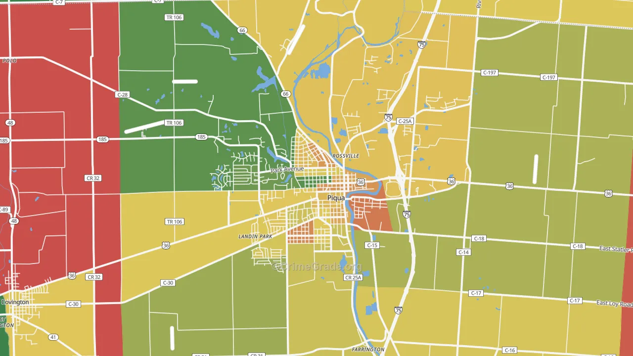 Piqua, OH Map of Assault Rates