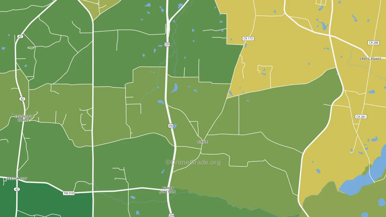 Pirtle, TX Map of Assault Rates