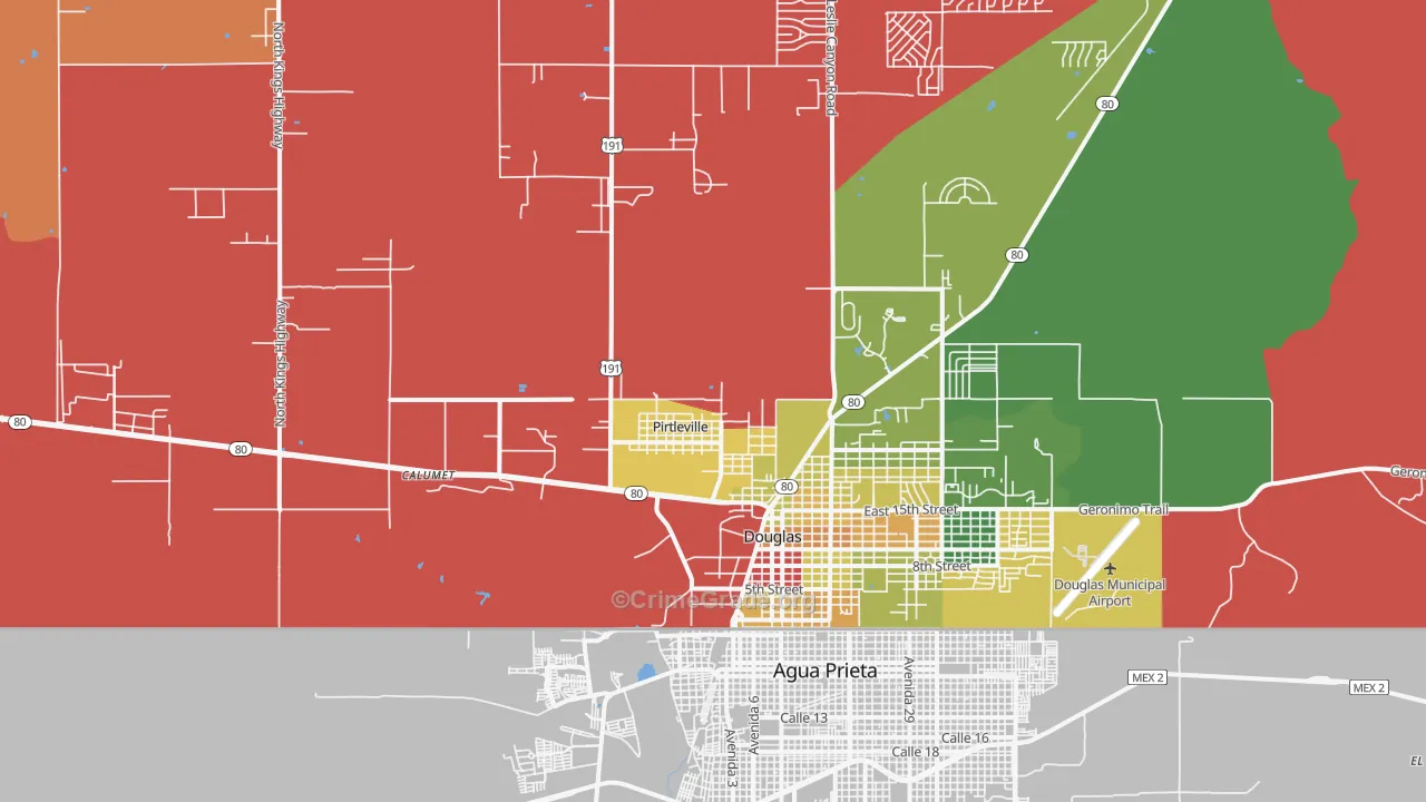 Pirtleville, AZ Map of Assault Rates