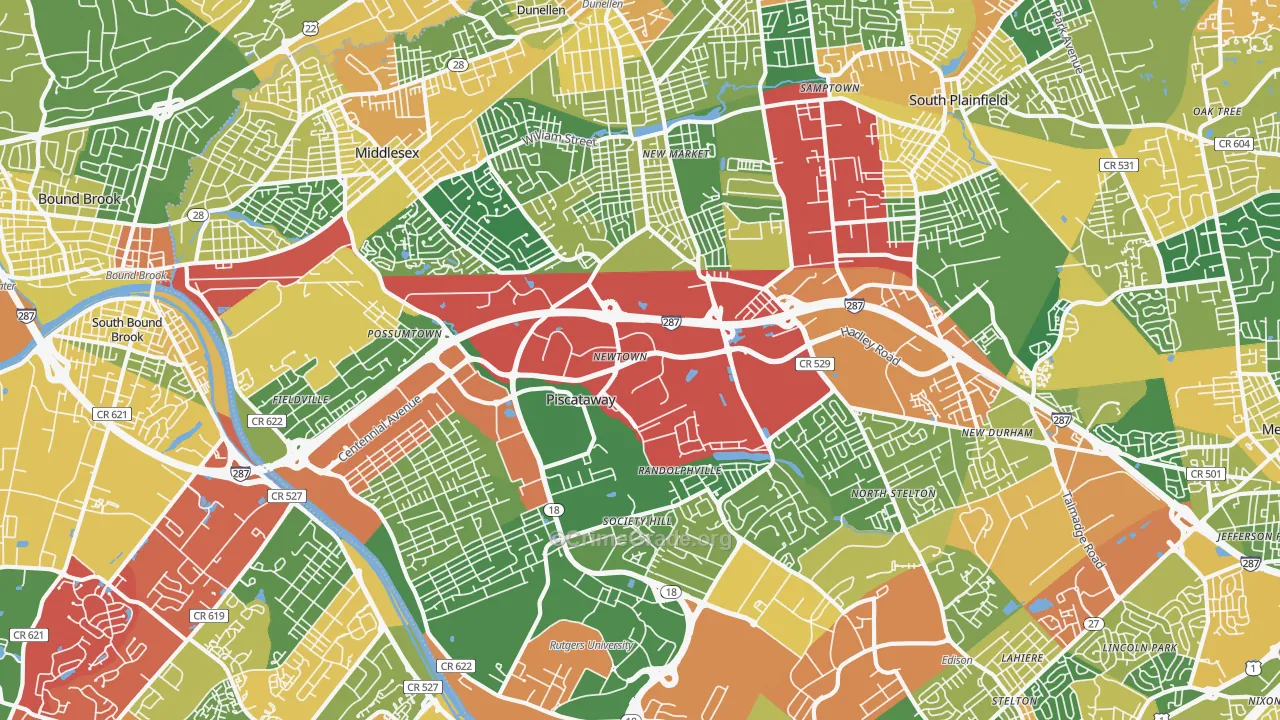 Piscataway, NJ Map of Assault Rates