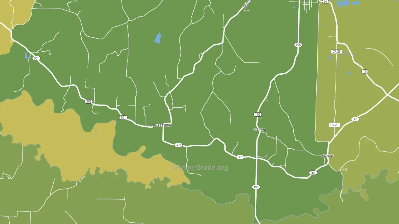 Pisgah, AR Map of Assault Rates