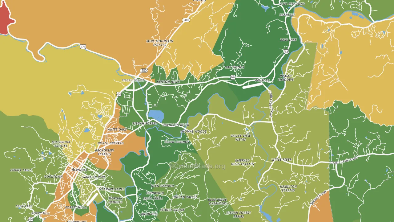 Pisgah Forest, NC Map of Assault Rates
