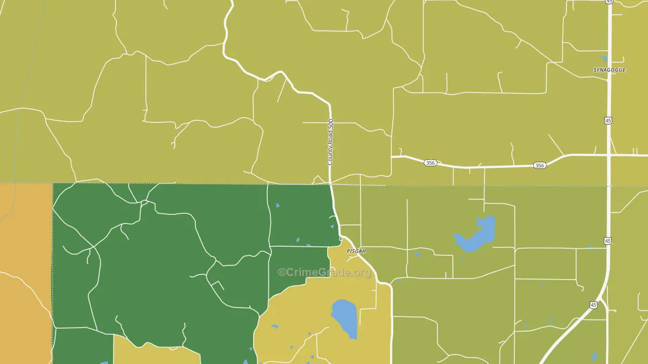 Pisgah, MS Map of Assault Rates
