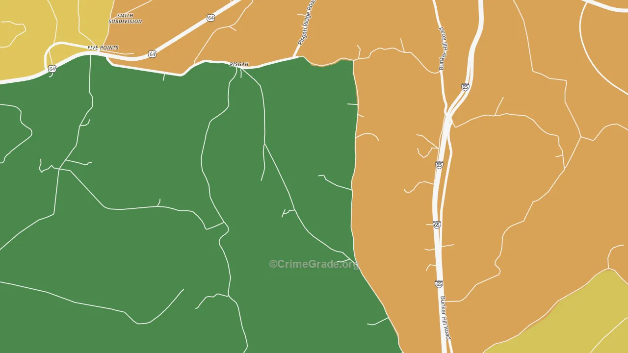 Pisgah, TN Map of Assault Rates