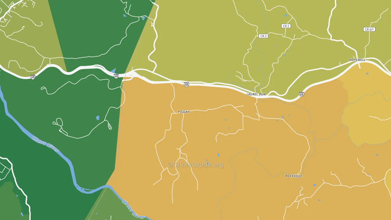 Pisgah, WV Map of Assault Rates