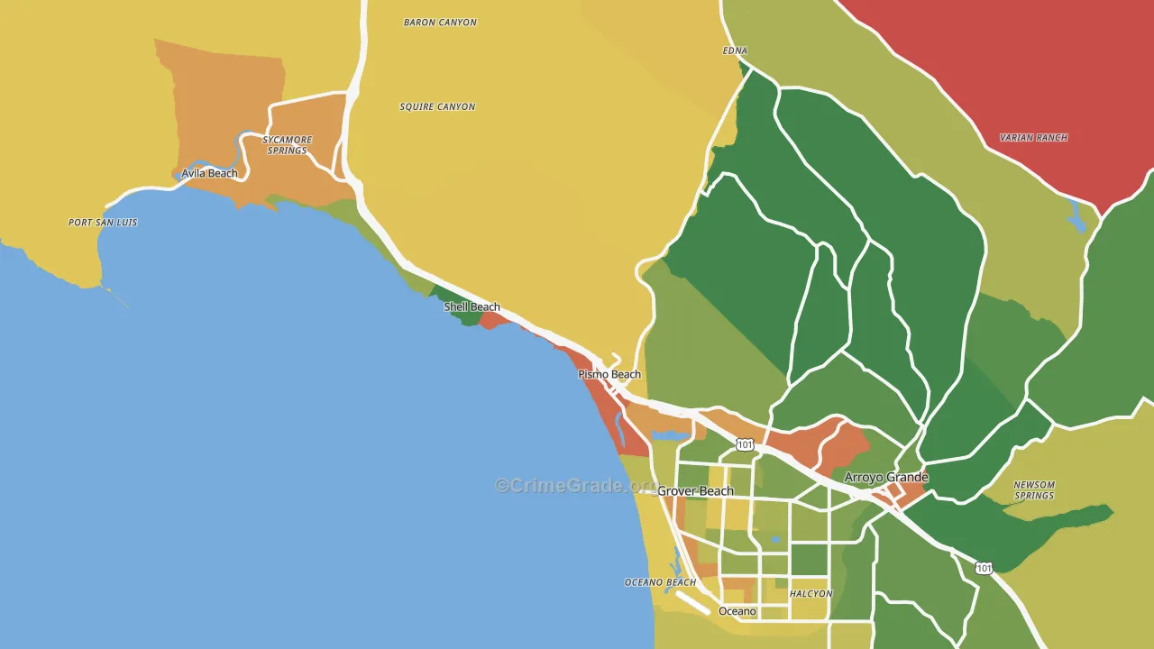 Pismo Beach, CA Map of Assault Rates