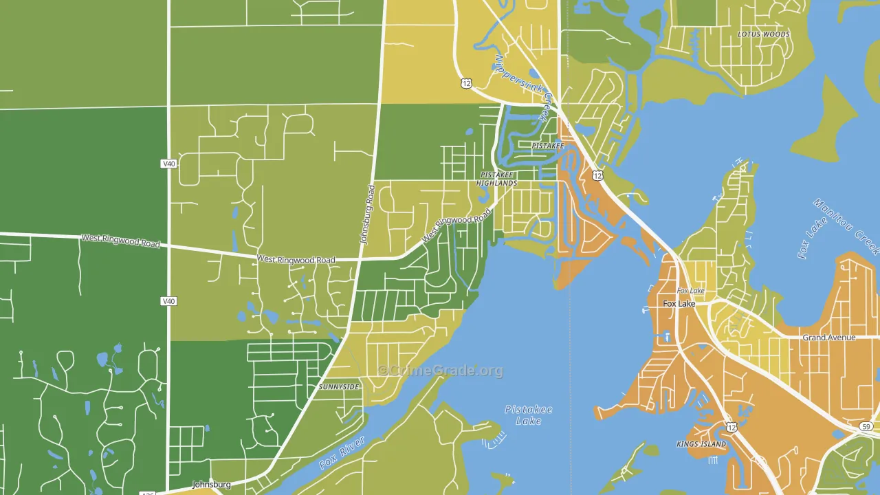Pistakee Highlands, IL Map of Assault Rates